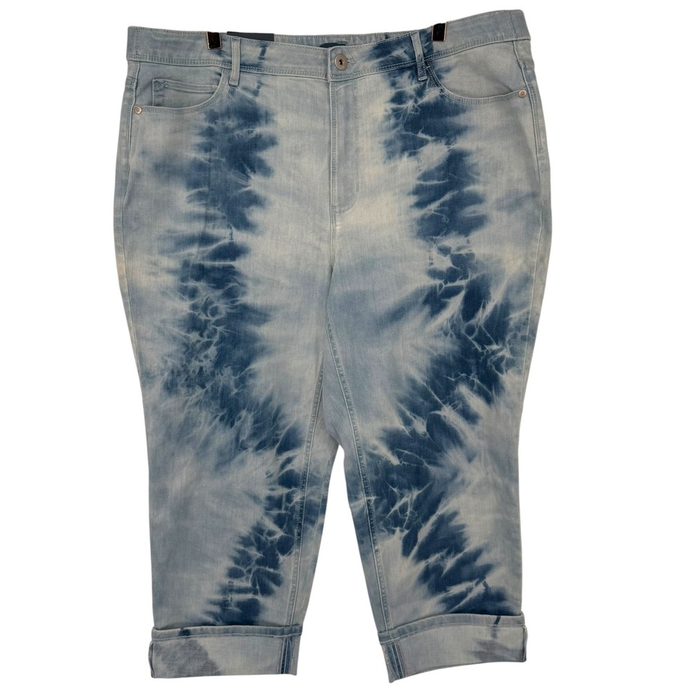 NWT J. Jill High-Rise Cropped Tie-Dye Jeans Island Wash Cuffed Stretch Size 20W